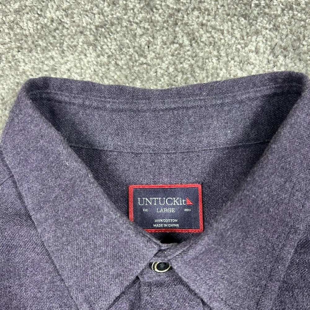 Untuckit Shirt Mens Large Purple Sherwood Button Up Long Sleeve Flannel Brushed - Picture 4 of 10